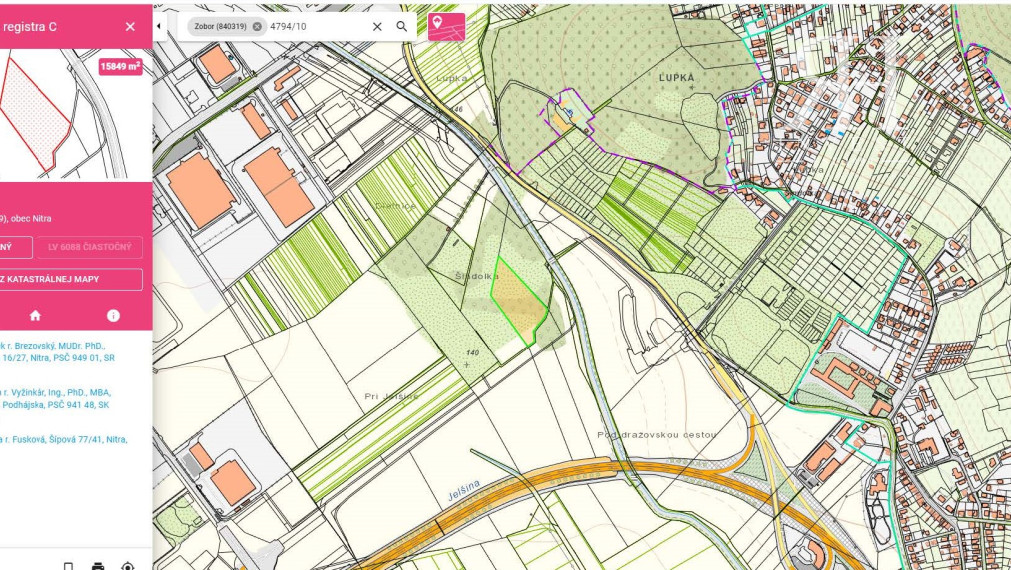 na predaj INVESTIČNÉ POZEMKY v k.ú. Zobor pri R1