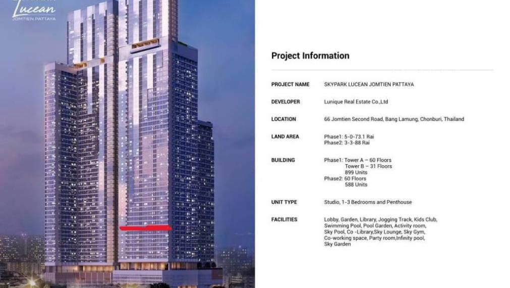 NA PREDAJ investičný 1 izbový apartmán v projekte Skypark Lucean Jomtien Pattaya Thajsko